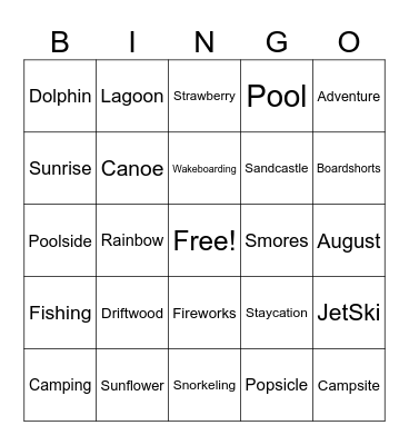 Summertime Bingo Card