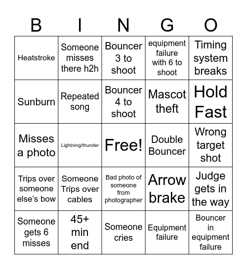 BUCS Bingo Card