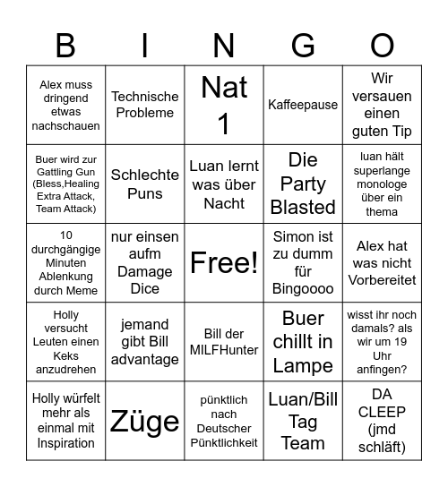 Session 64 Bingo Card