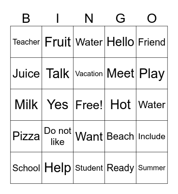 Sign Journey: Summer Signs Bingo Card