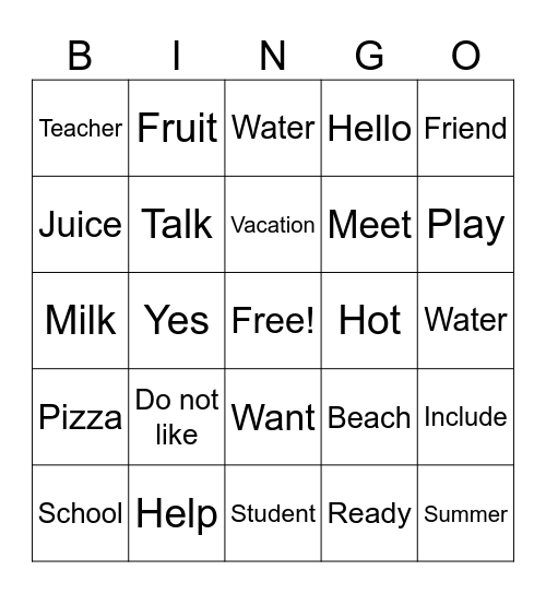 Sign Journey: Summer Signs Bingo Card
