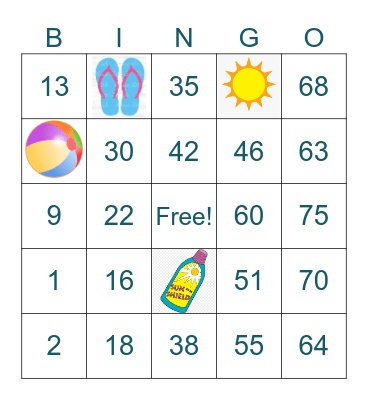 SUMMER POOL PARTY Bingo Card