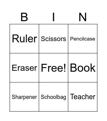 At School Bingo Card