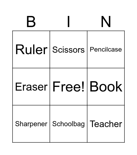 At School Bingo Card