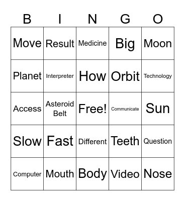 Sign Journey: STEM Signs Bingo Card