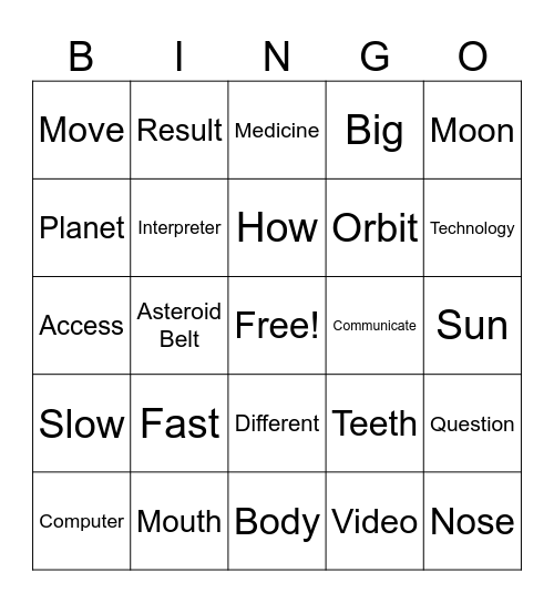 Sign Journey: STEM Signs Bingo Card