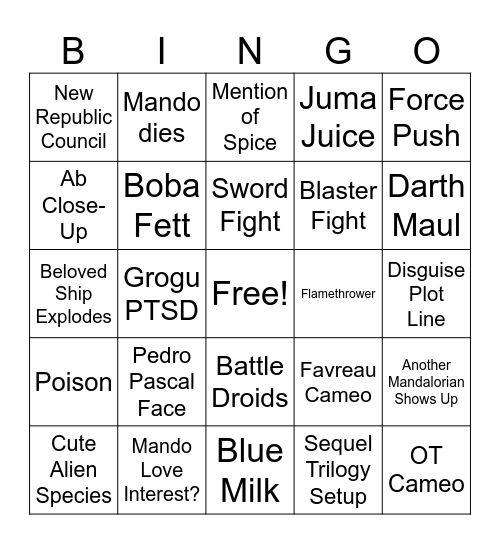 The Mandalorian and Grogu Bingo Card