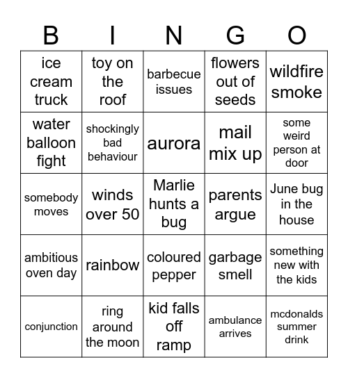 SUMMER BINGO 2026 PART 2 Bingo Card