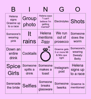 Helena's Hen-Do Bingo Card