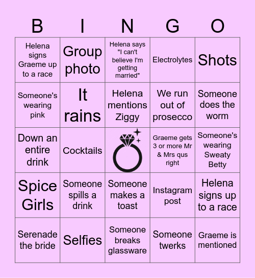 Helena's Hen-Do Bingo Card