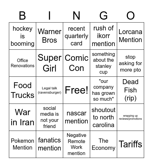Meeting Bingo Card