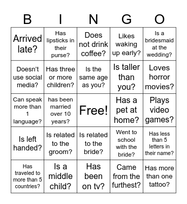Find the guest who Bingo Card