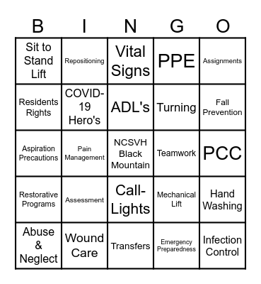 National C.N.A. Week Bingo Card