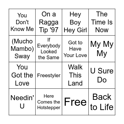 Dance Bingo Card