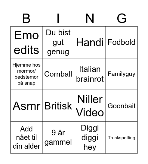 Spotlight Bingo Card