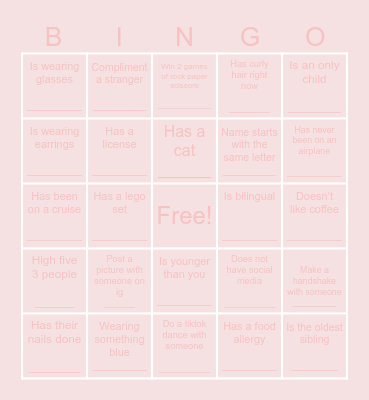 Get to know you birthday bingo Card