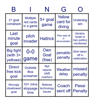 Group Stage Bingo Card