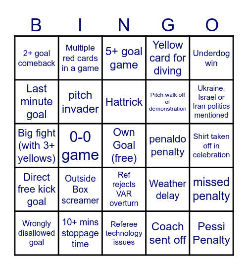 Group Stage Bingo Card