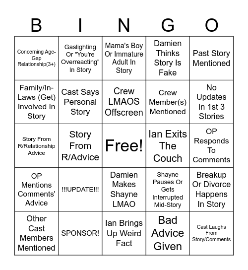 SRRS Bingo Card