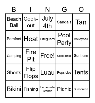 SUMMER Bingo Card