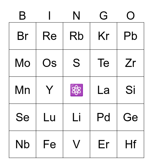 💥⚛️ BINGO ATÔMICO ⚛️💥 Bingo Card