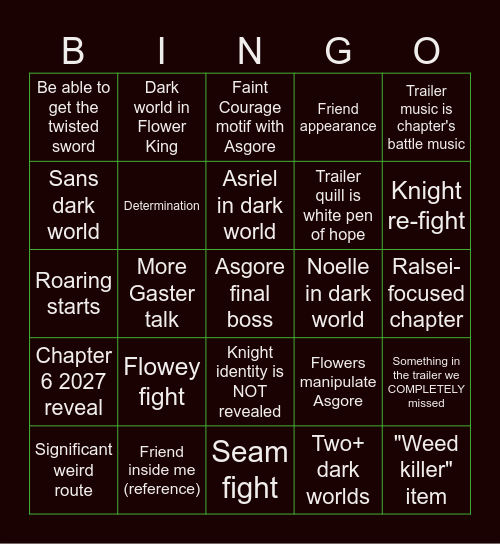 DELTARUNE Bingo Card