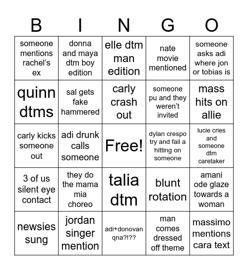 carly taub func bingo Card