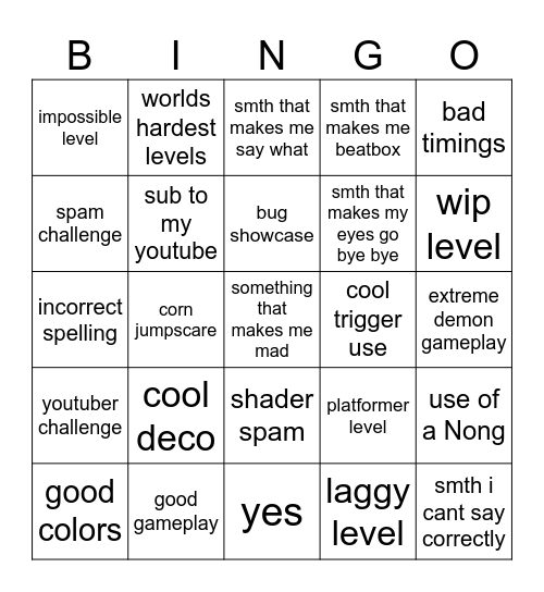 gd Bingo Card