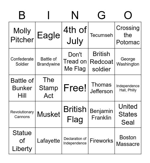 USA 250th Birthday Bingo Card
