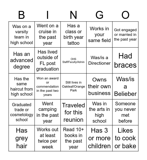 Mix & Mingle Bingo Card