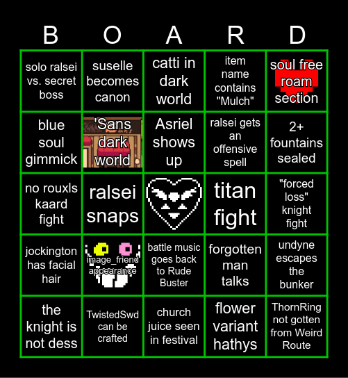 Deltarune Chapter 5 Bingo Kaard Bingo Card