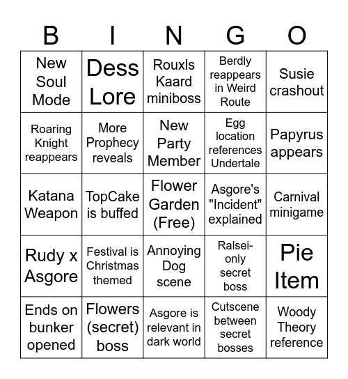deltarune ch5 Bingo Card