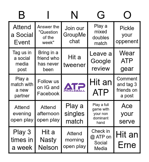 ATP PICKLEBALL Bingo Card