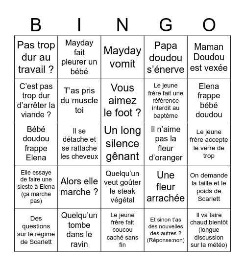 Social time Bingo Card