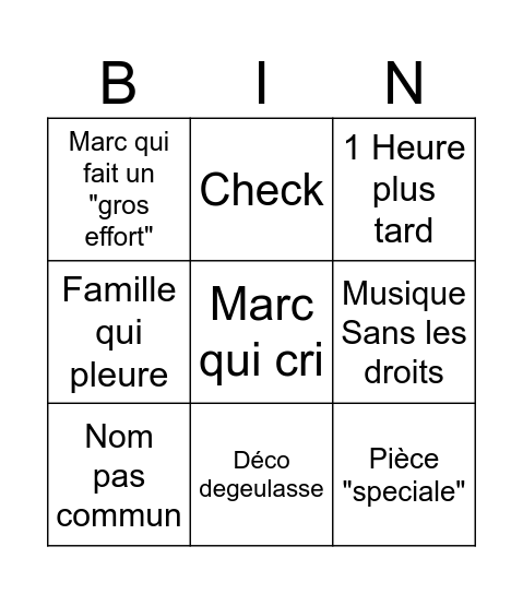 Marc Emmanuel Bingo Card