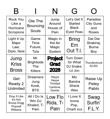 Stadium Athems Bingo Card