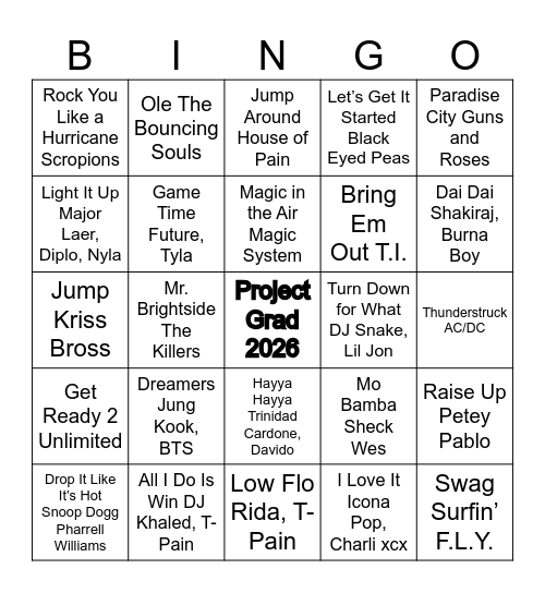Stadium Athems Bingo Card