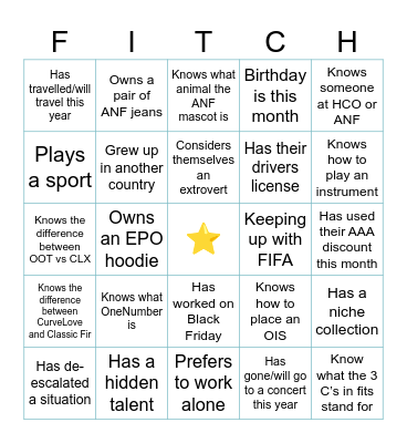 11724 Associate Bingo Card