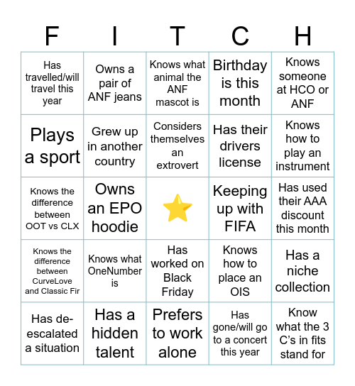 11724 Associate Bingo Card