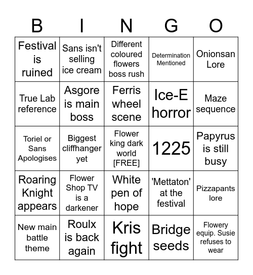 Deltarune chapter 5 Bingo Card Bingo Card
