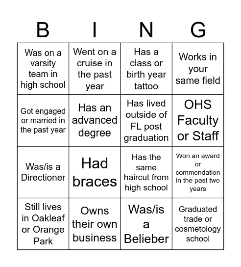 Mix & Mingle Bingo Card