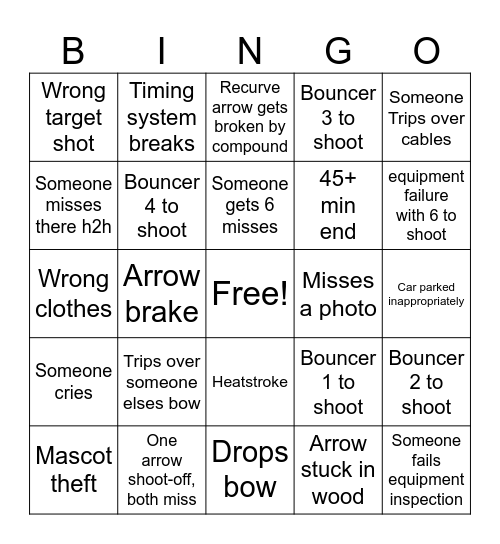 BUCS Bingo 26 Bingo Card