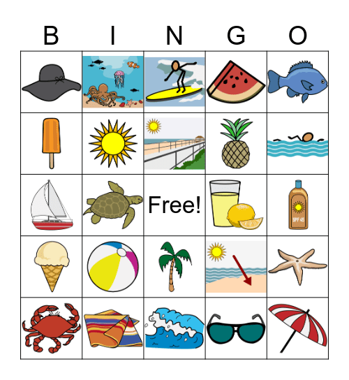 Summer / Beach Bingo Card