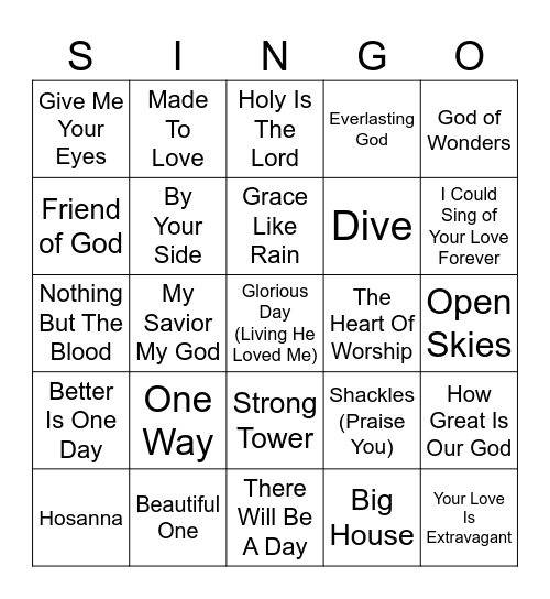 90's/2000's Christian Singo Bingo Card