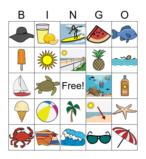 Summer / Beach Bingo Card