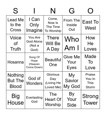 90's/2000's Christian Singo Bingo Card