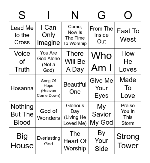 90's/2000's Christian Singo Bingo Card