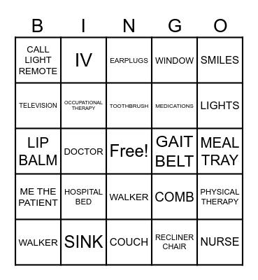 PROSSER HOSPITAL BINGO Card