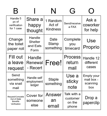 Office Bingo Card