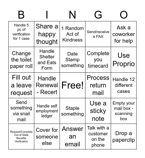 Office Bingo Card